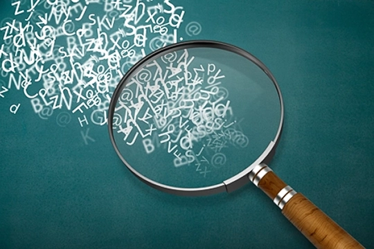 Magnifying lens on words