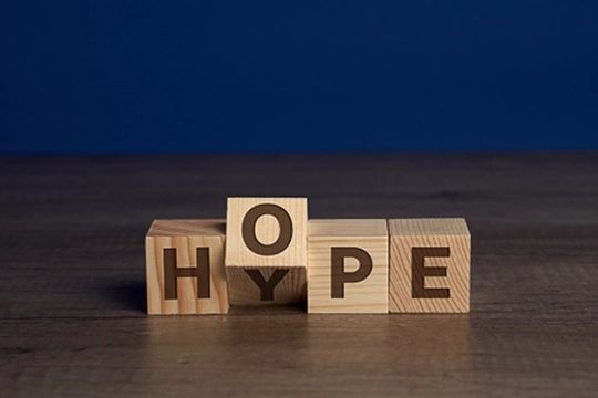 Block displaying hope or hype